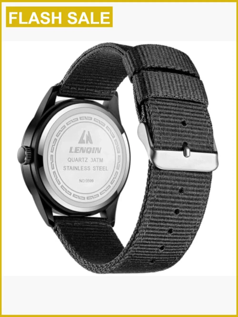 Military Watch for Men Analog Quartz Nylon Strap Water Resistant Luminous Date